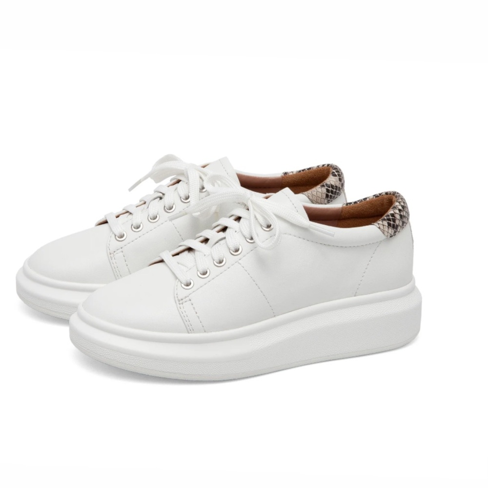 KELSEY Platform Sneakers Shoes Phyton Print White Lace-Up White Platform sz 9